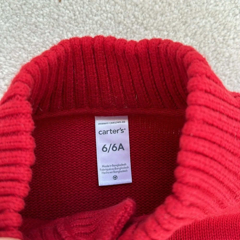 Carter's Red Sweater with Polo Button Collar